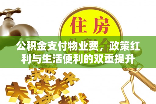 阳春公积金支付物业费，政策红利与生活便利的双重提升