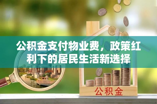 阳春公积金支付物业费，政策红利下的居民生活新选择